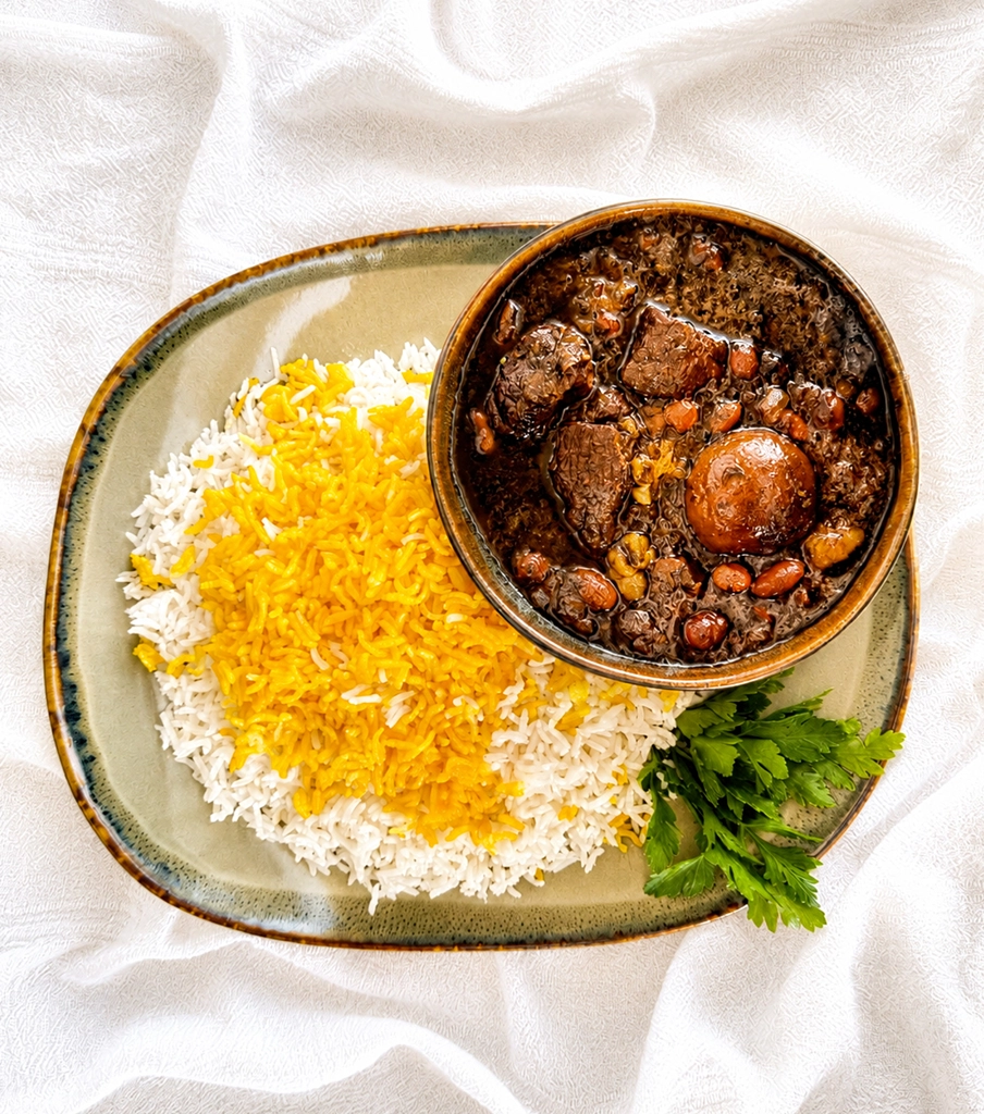 چلو خورشت قرمه‌سبزی